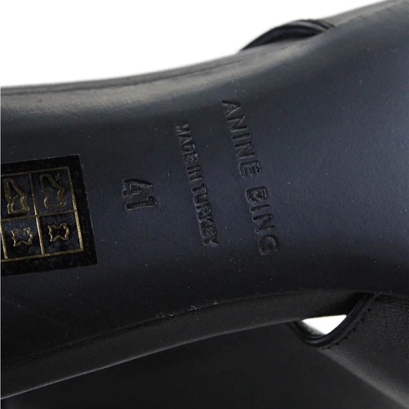 ANINE BING Nina Heels Metal Toe Cap Black Size 41/10.5 11 US - Picture 11 of 12